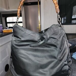 Gucci Diana Vintage Genuine Bamboo Handle Nylon Bag Authentic